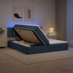 vidaXL LED Κρεβάτι αποθήκευσης με στρώμα Μπλε 180 x 200 cm Ύφασμα