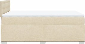 vidaXL Κρεβάτι Boxspring με Στρώμα Κρεμ 120x190 εκ. Υφασμάτινο