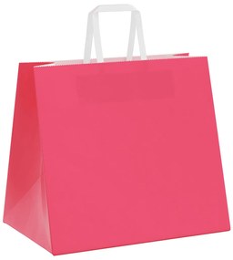 vidaXL Χάρτινες σακούλες 250 τεμάχια με χερούλια Ροζ 32x22x28 εκ.