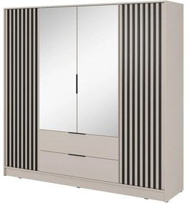 Nτουλάπα Τετράφυλλη Nelly 24_4Dm_kz Με Καθρέπτη 206x51x200cm White Kazmir-Anthracite Τετράφυλλη