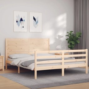 vidaXL Πλαίσιο Κρεβατιού με Κεφαλάρι 160x200 εκ. από Μασίφ Ξύλο