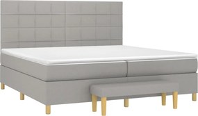 vidaXL Κρεβάτι Boxspring με Στρώμα Ανοιχτό Γκρι 200x200 εκ. Υφασμάτινο