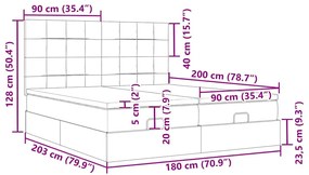 Οθωμανικό κρεβάτι με στρώματα Taupe 180x200cm ύφασμα - Μπεζ-Γκρι