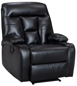 Πολυθρόνα relax με ποτηροθήκη Terpsi μαύρο PU 80x94x100εκ Υλικό: PU 269-000004