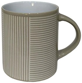 Κούπα Lines 028859 8x8x10cm White-Beige Πηλός