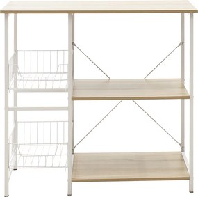 Επιδαπέδια ραφιέρα Noon pakoworld με MDF χρώμα φυσικό-λευκό 80x34x75εκ