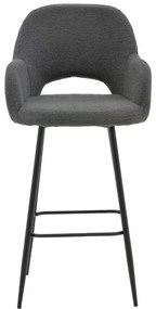 Σκαμπό bar Renish ύφασμα μπουκλέ γκρι και μεταλλικό μαύρο πόδι 51x57x114εκ 2αδα 51x57x114 εκ.