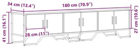 Έπιπλο Τηλεόρασης Γκρι Sonoma 180x34x41 εκ. από Επεξεργ. Ξύλο - Γκρι