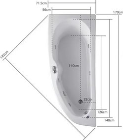 Acrilan Konchili 170x70 R - Ασύμμετρη Μπανιέρα - Ακρυλικό, Eco Basic