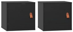 vidaXL Ντουλάπια Τοίχου 2 τεμ. Μαύρα31,5x30x30εκ από Μασίφ Ξύλο Πεύκου
