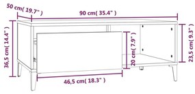 Τραπεζάκι Σαλονιού Λευκό 90 x 50 x 36,5 εκ. Επεξεργασμένο Ξύλο - Λευκό