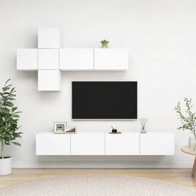 vidaXL Έπιπλα Τηλεόρασης Σετ 7 Τεμαχίων Λευκό από Μοριοσανίδα