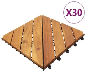 Πλακάκια Deck 30 τεμ. Καφέ 30 x 30 εκ. από Μασίφ Ξύλο Ακακίας - Καφέ