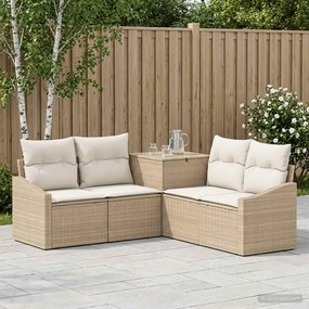 vidaXL Σετ Καναπέ 5 τμχ. Μπεζ και Κρέμ 178,5 x 178,5 x 85 εκ