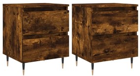 vidaXL Κομοδίνα 2 τεμ. Καπνιστή Δρυς 40x35x50 εκ. Επεξεργασμένο Ξύλο