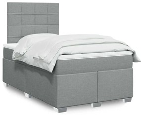 vidaXL Κρεβάτι Boxspring με Στρώμα Ανοιχτό Γκρι 120x200 εκ. Υφασμάτινο