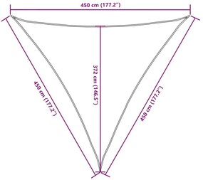 Πανί Σκίασης Τρίγωνο Ανθρακί 4,5x4,5x4,5 μ. από Ύφασμα Oxford - Ανθρακί