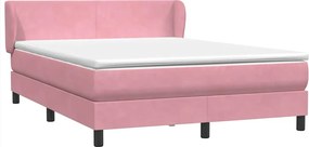 vidaXL Κρεβάτι Boxspring με Στρώμα Ροζ 140x210 εκ. Βελούδινο