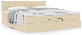 vidaXL Οθωμανικό κρεβάτι με στρώμα Cream 180x200cm ύφασμα