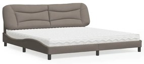 Κρεβάτι με Στρώμα Taupe 200x200 εκ. Υφασμάτινο - Μπεζ-Γκρι