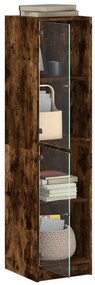 vidaXL Ντουλάπι Καπνιστή Δρυς 35x37x142 εκ. με Γυάλινες Πόρτες