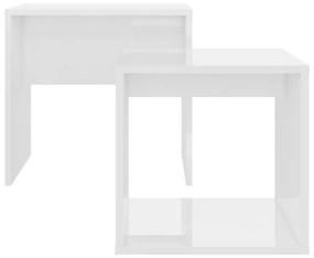 Σετ Τραπεζάκια Σαλονιού Γυαλιστ. Λευκό 48x30x45 εκ. Μοριοσανίδα - Λευκό