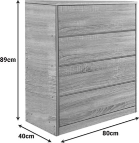 Συρταριέρα Kuanger pakoworld mdf σε λευκή απόχρωση 80x40x89εκ