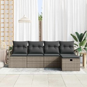 vidaXL Σετ Καναπέ Κήπου 5 pcs Γκρι 230 x 117 x 85 εκ. Πολυ ράταν