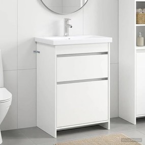 vidaXL Σετ Επίπλων Μπάνιου Λευκό 61 x 40 x 84,5 εκ Επεξεργασμένο Ξύλο