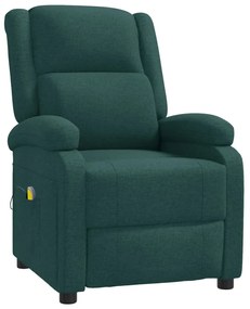 vidaXL Πολυθρόνα Μπερζέρα Μασάζ Σκούρο Πράσινο Υφασμάτινη