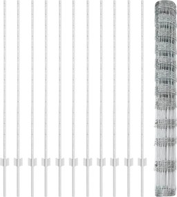 vidaXL Εξωτερική άγρια περίφραξη με στήλες 25 x 1,4 μ Ασημί Δίχτυ