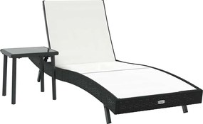 vidaXL Ξαπλώστρα 2 pcs Μαύρο και Λευκό συνθετικό ρατάν