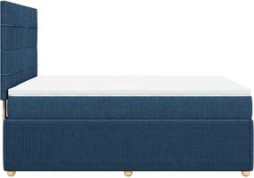vidaXL Κρεβάτι Boxspring με Στρώμα Μπλε 140x190 εκ. Υφασμάτινο