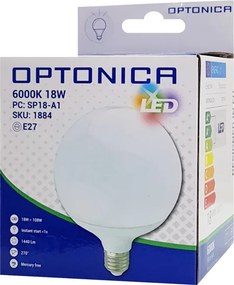 OPTONICA LED λάμπα G120 1884, 18W, 6000K, E27, 1440lm