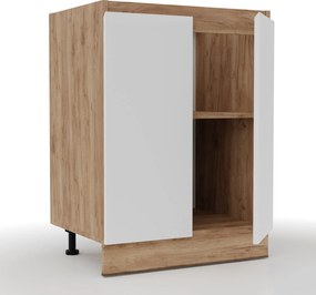 Επιδαπέδιο ντουλάπι κουζίνας Soft Λευκό με βελανιδιά 60x46,5x81,5εκ