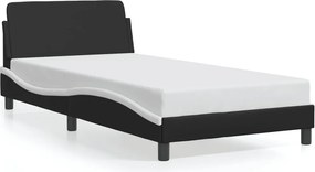 vidaXL Πλαίσιο Κρεβατιού Dover Μαύρο/Λευκό 100x200εκ.Συνθ. Δέρμα