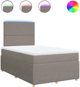 vidaXL Κρεβάτι Boxspring με Στρώμα Taupe 120x190 εκ. Υφασμάτινο