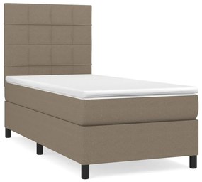 vidaXL Κρεβάτι Boxspring με Στρώμα Taupe 90x200 εκ. Υφασμάτινο