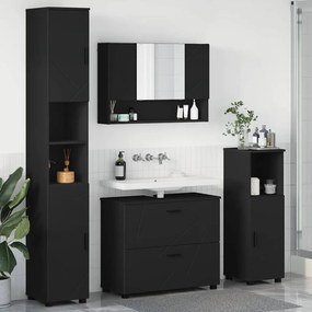 vidaXL Σετ Επίπλων Μπάνιου με συρτάρι 4 pcs Μαύρο 30 x 35 x 192 εκ.