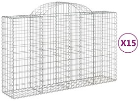 vidaXL Συρματοκιβώτια Τοξωτά 15 τεμ. 200x50x120/140 εκ. Γαλβαν. Ατσάλι