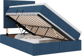 vidaXL LED Κρεβάτι αποθήκευσης με στρώμα Μπλε 120 x 190 cm Ύφασμα