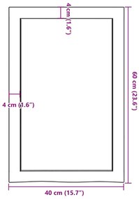 Ράφι Τοίχου Σκούρο Καφέ 40x60x(2-4) εκ. Επεξ. Μασίφ Ξύλο Δρυός - Καφέ