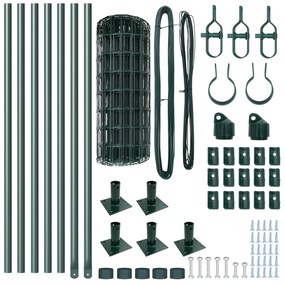vidaXL Euro Fence με 7 Φλαντζωτούς Πόλους 0.4x10 μ Γαλβανισμένος Χάλυβας