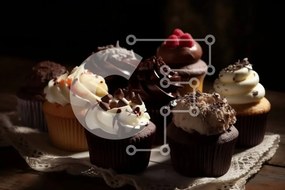 Intra Συλλεκτικό Ξύλινο Παζλ Plywood  4mm - Λαχταριστά cupcakes με διάφορες γεύσεις και γαρνιτούρες Σε Ξύλινο Κουτί - Διαστάσεις: 10x10 cm – 25 κομμάτια
