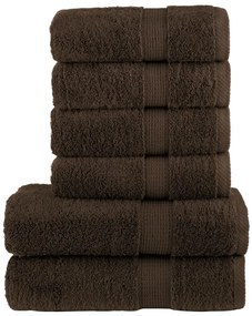 vidaXL Πετσέτες Premium Σετ 6 Τεμ. SOLUND Καφέ 600 γρ/μ²
