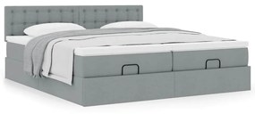 Οθωμανικό κρεβάτι με στρώματα ανοιχτό γκρι 180x200cm ύφασμα