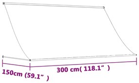 Τέντα Συρόμενη Ανθρακί 300 x 150 εκ. από Ύφασμα και Ατσάλι - Ανθρακί