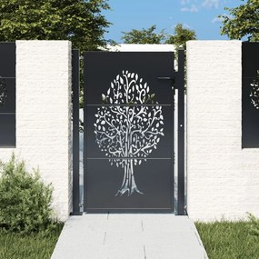Πύλη Κήπου με Σχέδιο Δέντρο Ανθρακί 105 x 130 εκ. Ατσάλινη - Ανθρακί