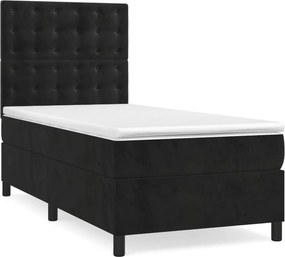 vidaXL Κρεβάτι Boxspring με Στρώμα Μαύρο 80 x 200 εκ. Βελούδινο
