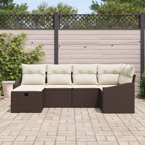 vidaXL Σετ Καναπέ Κήπου 6 pcs Καφέ 55 x 62 x 69 εκ Πολυ ράταν